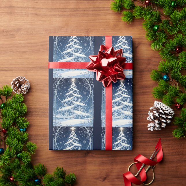 Papier Cadeau Arbre de Noël orné exquis (Cadeau de vacances)