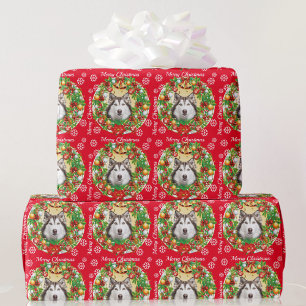 Papier Cadeau Arbre de Noël Ornement Chien Animal Modèle photo C