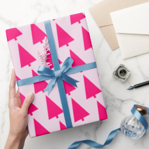 Papier Cadeau Arbre de Noël Pastel Pink