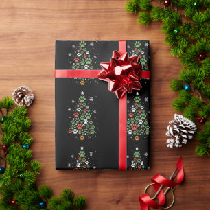 Papier Cadeau Arbre de Noël Patte d'animal Chats Amoureux de Chi