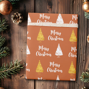 Papier Cadeau Arbre de Noël personnalisé en terre cuite blanc do