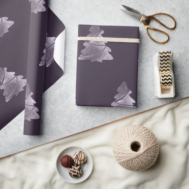 Papier Cadeau Arbre de Noël pourpre Motif aubergine aubergine (Artisanat)