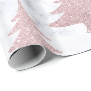 Papier Cadeau Arbre de Noël rose élégant de parties