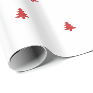 Papier Cadeau Arbre de Noël rouge et blanc Motif