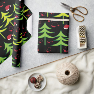 Papier Cadeau Arbre de Noël rouge et vert