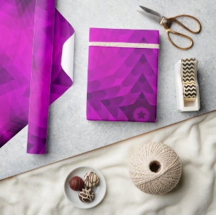 Papier Cadeau Arbre de Noël Silhouette et dégradé d'étoiles viol