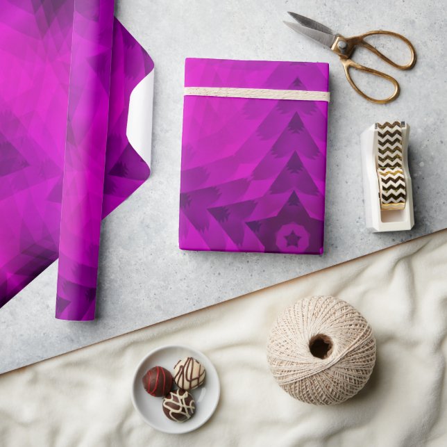 Papier Cadeau Arbre de Noël Silhouette & Étoile violette Dégradé (Artisanat)