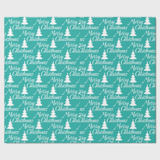 Papier Cadeau Arbre de Noël simple de turquoise (Couture)
