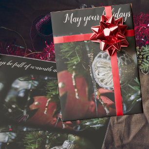 Papier Cadeau Arbre de Noël sombre et rétro