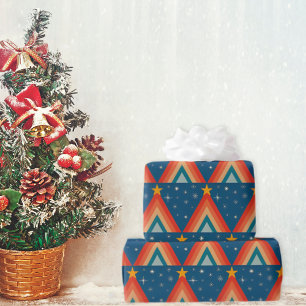 Papier Cadeau Arbre de Noël Super minimaliste rouge et bleu rétr
