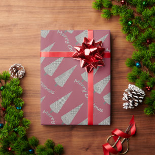 Papier Cadeau Arbre de Noël Tartan Burgundy Joyeux Noël