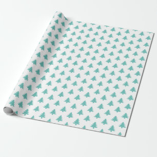 Papier Cadeau Arbre de Noël Turquoise/blanc Motif emblématique