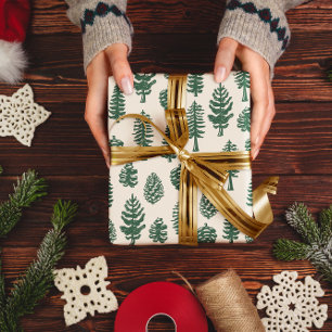 Papier Cadeau Arbre de Noël vert Arbre de pin Neige blanche