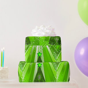 Papier Cadeau Arbre de Noël vert moderne avec étoile