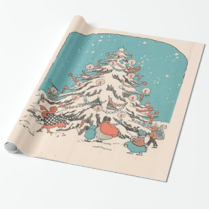 Papier Cadeau Arbre de Noël vintage