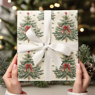 Papier Cadeau Arbre de Noël Vintage avec minimaliste de la mâcho