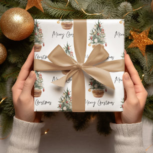 Papier Cadeau Arbre de Noël Vintage Joyeux Noël