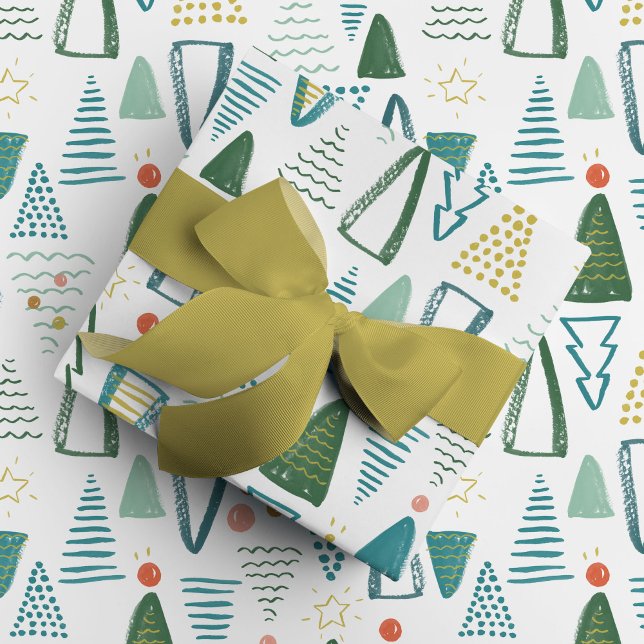 Papier Cadeau Arbre de Noël Waterton (Watercolor Christmas trees wrapping paper.)