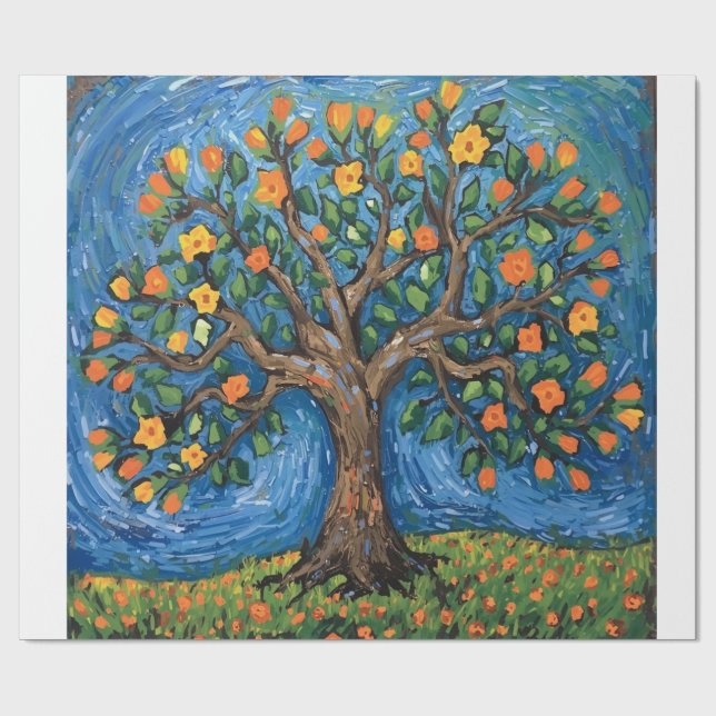Papier Cadeau Arbre de vie artwork,Celtique (Plat)