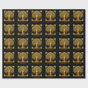 Papier Cadeau Arbre de Vie Doré Luxueux