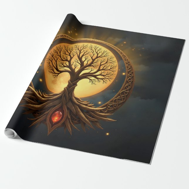 Papier Cadeau Arbre de Vie – Illumination au Clair de Lune (Déroulé)