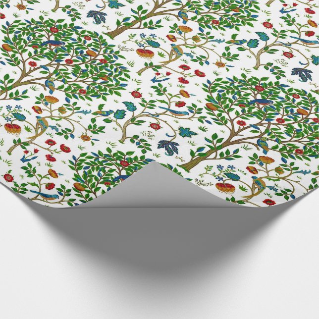 Papier Cadeau Arbre de William Morris de motif de la vie, vert (Coin)