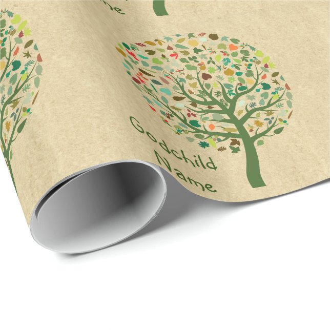 Papier Cadeau Arbre Rustique de la vie Ado Godgirl Personnalisé (Coin rond)