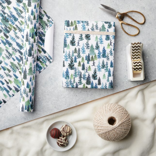 Papier Cadeau Arbres aquarelles (Artisanat)
