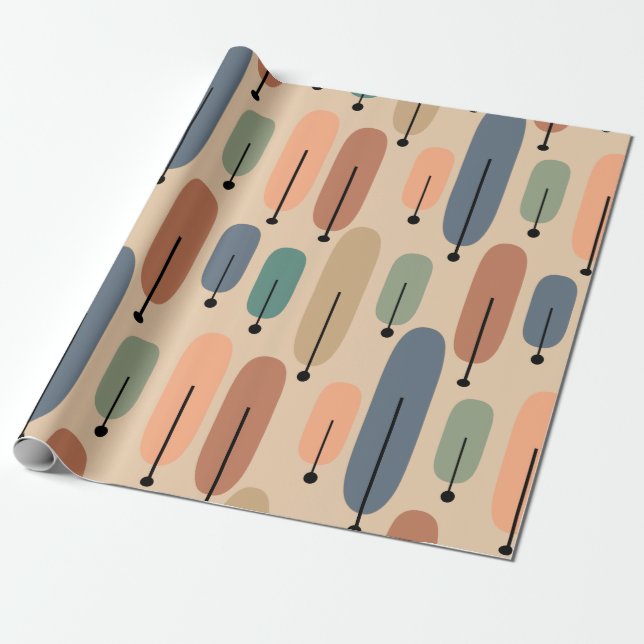 Papier Cadeau Arbres atomiques rétro (Déroulé)