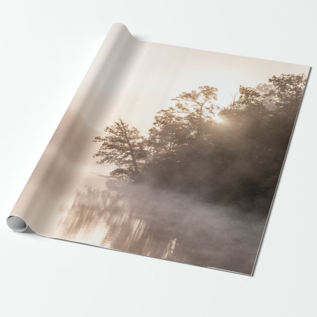 PAPIER CADEAU ARBRES AVEC BROUILLARD (Déroulé)