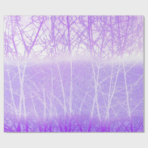 Papier Cadeau Arbres brumeux givrés en lilas lavande