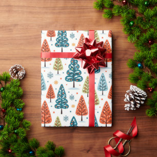 Papier Cadeau Arbres Colorés