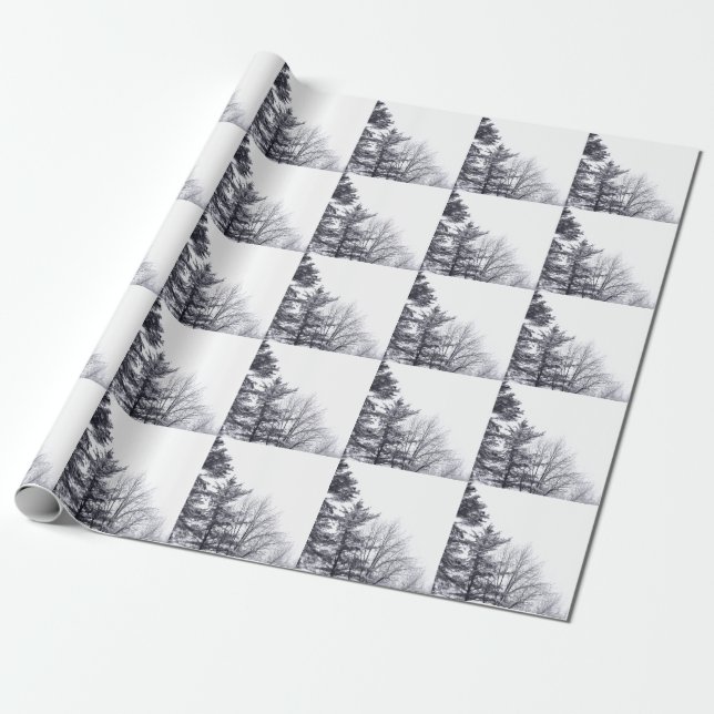 Papier Cadeau Arbres couverts de neige : Verticaux (Déroulé)