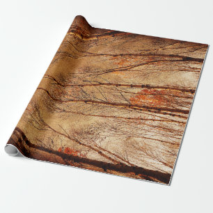 Papier Cadeau Arbres d'automne Vintage Forêt Brown Orange