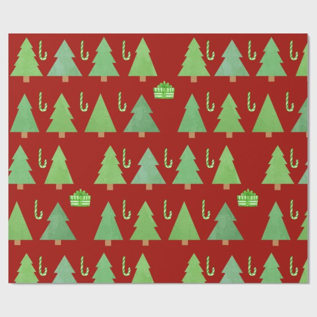 Papier Cadeau Arbres de fête (Plat)