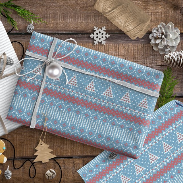 Papier Cadeau Arbres de Noël 10 Arbres de Noël bleu ID208 (Créateur téléchargé)