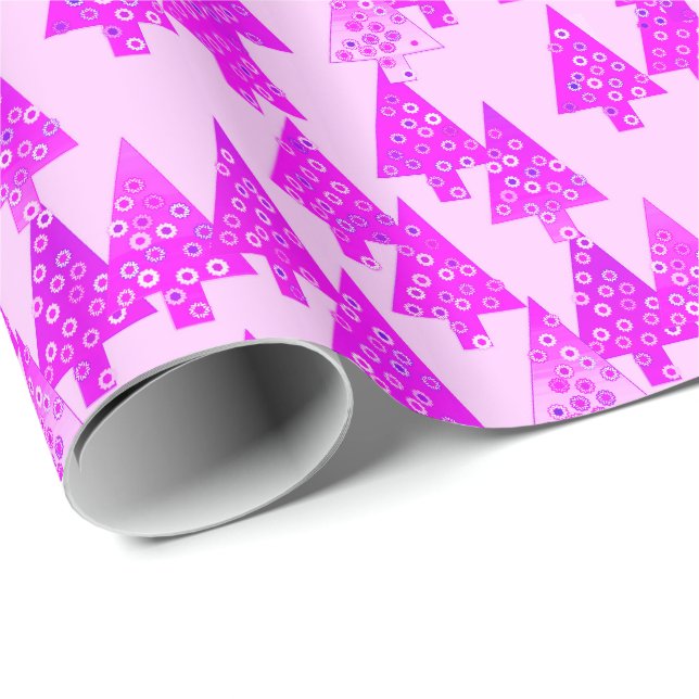 Papier Cadeau Arbres de Noël à fleurs modernes - orchidée (Coin rond)