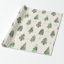 Arbres de Noël à l'aquarelle Flocons de neige Fête