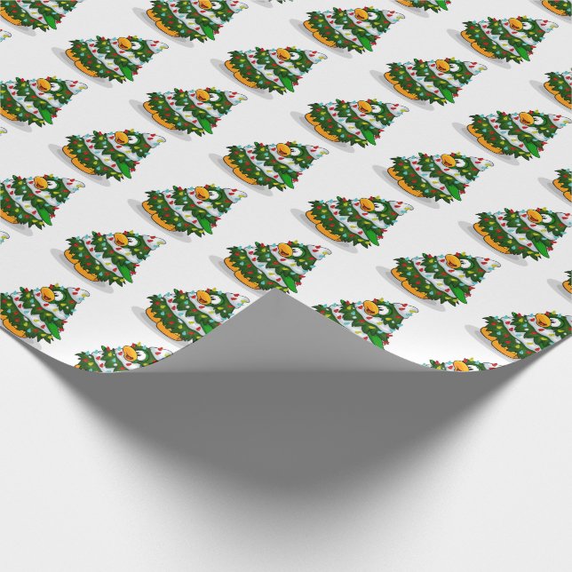 Papier Cadeau Arbres de Noël aux manchots mignons (Coin)
