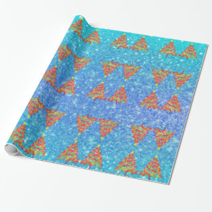 Papier Cadeau Arbres de Noël avec Motif d'étincelles