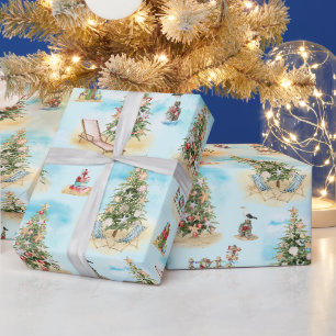 Papier Cadeau Arbres de Noël de plage
