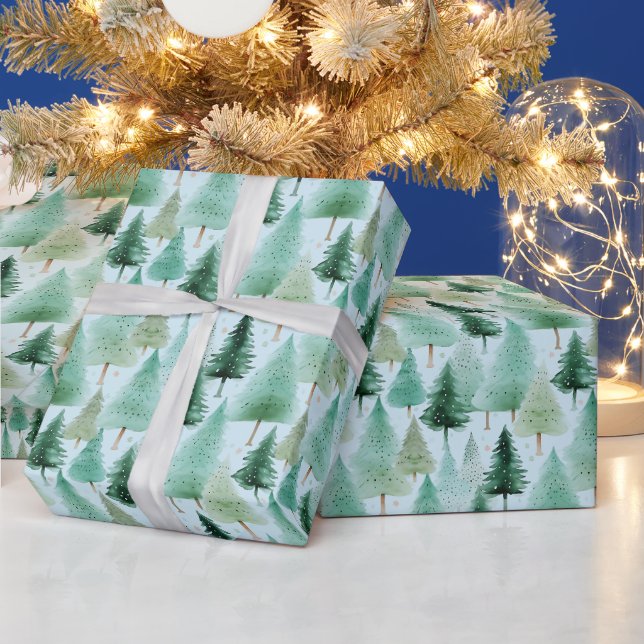 Papier Cadeau Arbres de Noël et étoiles Noël moderne (Vacances)