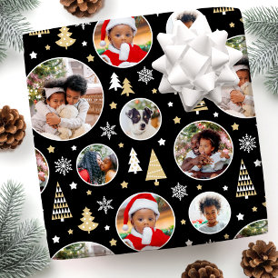 Papier Cadeau Arbres de Noël et flocons de neige en photo person