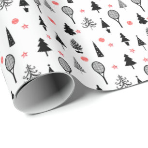 Papier Cadeau  🎄 arbres de Noël et 🎾 raquettes de tennis