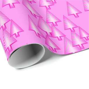 Papier Cadeau Arbres de Noël métalliques modernes - rose orchidé