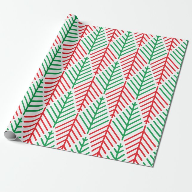 Papier Cadeau Arbres de Noël minimalistes (Déroulé)