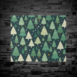 Papier Cadeau Arbres de Noël Moderne Sage Vert Motif Cadeau