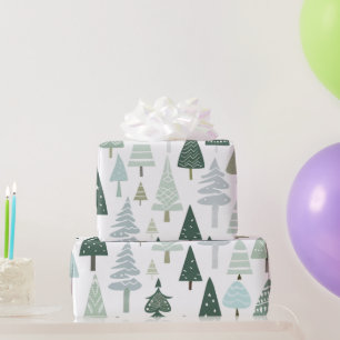 Papier Cadeau Arbres de Noël modernes et élégants