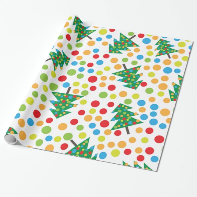Papier Cadeau Arbres de Noël motif (Déroulé)