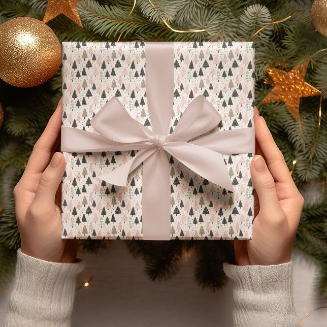 Papier Cadeau Arbres de Noël Pastel (Créateur téléchargé)